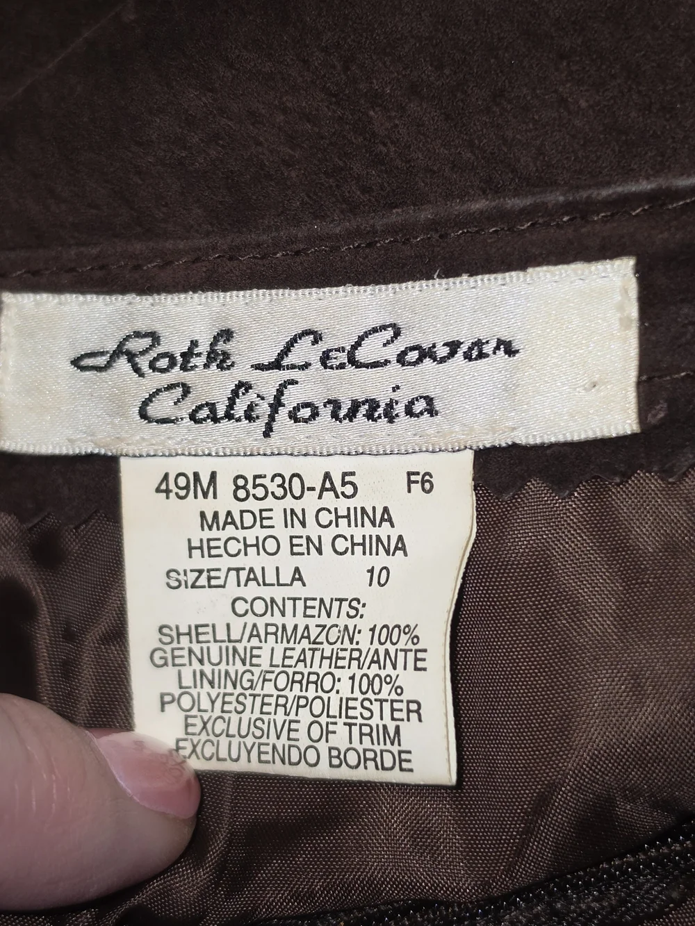 Roth LeCover California Vintage 100% Brown Leather Midi Skirt Women's Size 10